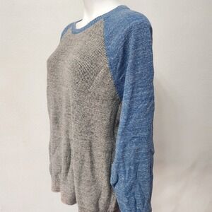 Gap baseball tee style knit sweater Mens XL Gray &‎ Blue